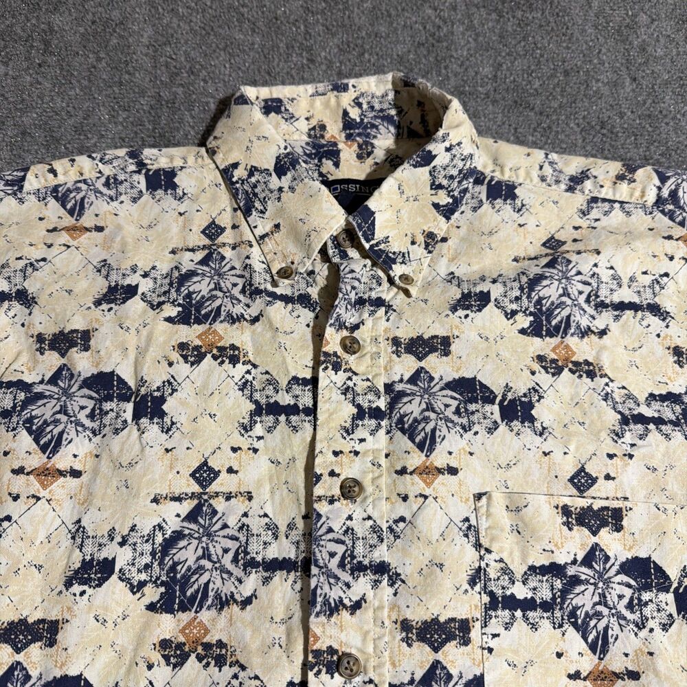 Vtg Crossings Shirt Mens Large Button Down Short Sleeve Pocket 100% Cotton 90s